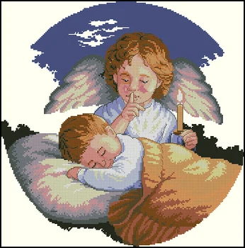 Calitate de Top Frumos Minunat Numărat goblen Kit Somn Copil de Dormit Înger Păzitor cu Lumânare 