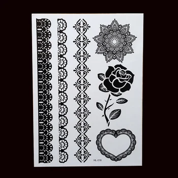1 bucata Negru Trandafiri Henna Tatuaj Temporar pentru dantela Mâinile Inspirat Corpul Autocolante 