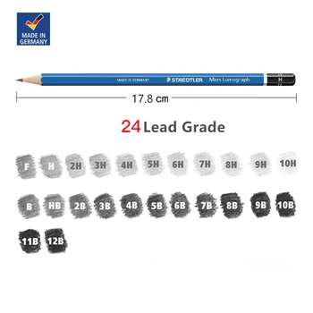 1 buc Albastru Butoi Staedtler Mars Lumograph Desen și Schiță Creioane 24 De Grade Diferite Disponibile 