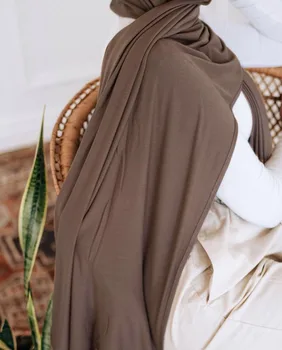 Jersey Hijab Eșarfă Lungă Musulman Șal Simplu Moale Turban Cravată Cap Împachetări Pentru Femei Hijab Ambalare Cadou Cu CUTIE 