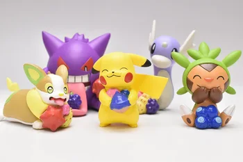 TAKARA TOMY Reale Gacha Jucarii Pokemon Gengar Pikachu Dratini Chespin Consumul de Fructe de Acțiune Figura Jucarii Model 