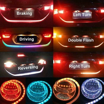120cm Masina din Spate, Portbagaj, Lumini Multicolore RGB Coada caseta de Lumina Dinamice Streamer de Frână Rândul său, Semnal de Avertizare LED-uri Benzi Styling Auto 