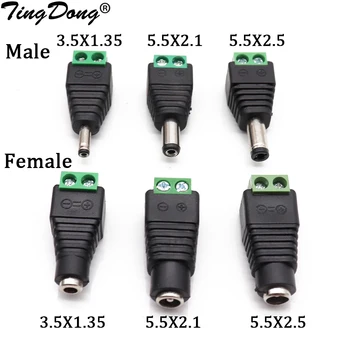 TingDong Feminin + Masculin conectorul DC 5.5 x 2.1 MM 5.5*2.5 MM 3.5*1.35 MM Jack de Alimentare Adaptor benzi cu led-uri lumina 