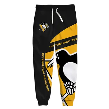 Pittsburgh bărbați Pantaloni Casual Negru Și Galben de Cusut Desene animate Pasarea de Imprimare Pinguini pantaloni de Trening 