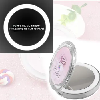 Oglindă de machiaj Cu Led Rotunde Drăguț Ori LED Oglindă Portabilă Reîncărcabilă Mână Oglinda Cosmetica Machiaj Instrumente de Frumusete Roz 