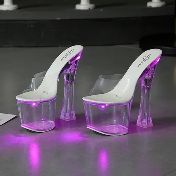 LEOPARD TEREN 34-43 Indesata Toc Tocuri Club de noapte Pantofi Luminoase, Sandale Pantofi Catwalk Pol de Dans Pantofi de Cristal Jos LFD 