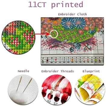 Flori Peisaj DIY Broderie 11CT Kituri de lucru Manual Craft Set de Fir de Bumbac Imprimate Panza Acasă Decoratiuni en-Gros La Vanzare 