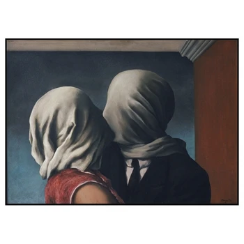 Suprarealismul Arta de Perete Sărut Iubitor De Rene Magritte Panza Picturi pe Perete Stil Modern, Postere si Printuri pentru Camera de zi 