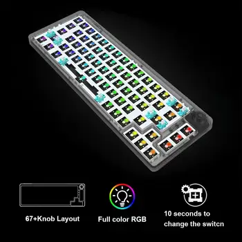 GamaKay LK67 Translucid Tastatură Personalizate Kit 67 Cheile RGB Hot-Swappable, compatibil Bluetooth Wireless PCB Kit Tastatura 