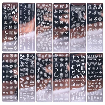 Unghii De Imprimare Mici, Lungi, Placă De Oțel Imagine Retro Arta Unghiilor Stamping Plăci De Transfer Poloneză Pentru Unghii Stencil Platouri Manichiura 