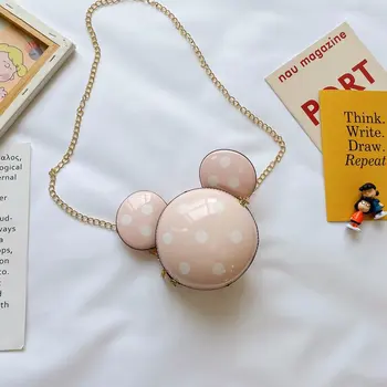 2021 Noi pentru Copii Mickey Minnie Mouse Forma Polka Dot Poseta de Monede Moda Drăguț PU Messenger Pungă de Cadou pentru Copii Fete si Baieti 