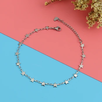 Femei Elegant Brățară din Oțel Inoxidabil 304 Culoarea Silver Star de Moda pentru Femei Bijuterii Finite 22.5 cm(8 7/8