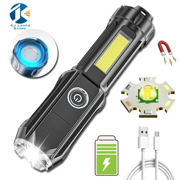 USB Reîncărcabilă Lanterna LED-uri Mini COB Lanterna cu Coada Magnet Impermeabil Zoom Felinar Camping 4 Moduri de Pescuit Puternic Lumina 