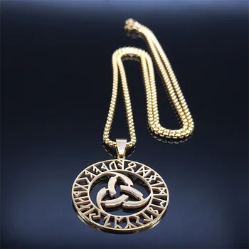 Viking Divinație Alfabet din Oțel Inoxidabil lupilor Celtic Colier de Aur de Culoare Colier de Bijuterii cadenas hombre para N7205S02 