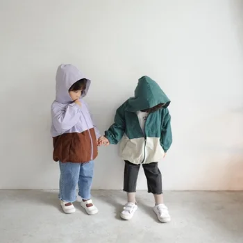Noi coreean Zip Hanorac pentru Copii Palton Fete Cardigan cu Gluga Haina de Blana Băiatului Strat de Vânt fete paltoane și jachete 