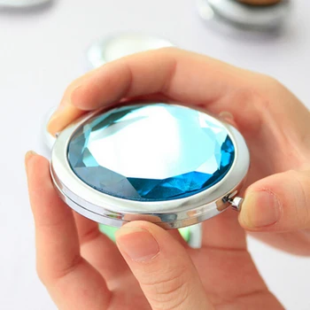 TSHOU484 Cristal Metal de Buzunar Oglindă de Machiaj Ori Rotunde de Cristal Oglinda Compact Portabil Drăguț Cadouri Personalizate 