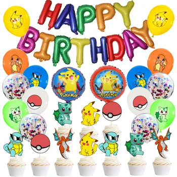 Pokemon tema cupcake plug set petrecere de vacanță pentru copii Pikachu desene animate decorare tort pentru copii jucarii de cadouri de Craciun 