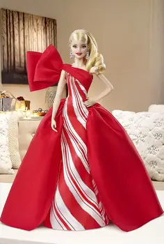 Barbie-Sărbători Fericite Colector 2019, păpușă blondă, cu valuri (Mattel FXF01)