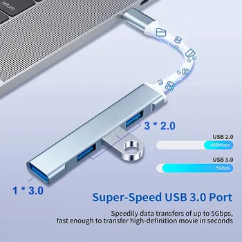 C USB 3.0 Hub cu mai Multe USB Splitter cu 4 Port USB 3.0 2.0 Tip C OTG Taxa de Putere pentru Lenovo Xiaomi Macbook Pro Samsung PC Hab USB 3.0