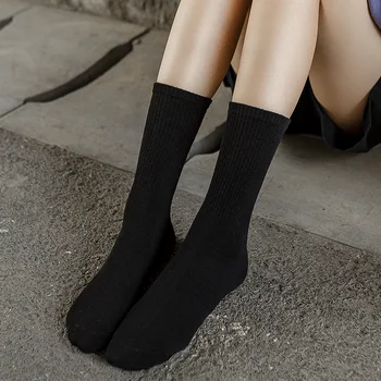 Moda japoneză culoare Solidă Retro ciorapi femei calcetines mujer meias chaussettes chaussette femme alb negru bumbac confortabil ciorap