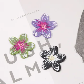 Noi 50pcs/lot de culoare efect de Relief model floare de imprimare de desene animate florale forma margele acrilice diy bijuterii cercei/îmbrăcăminte accesorii 