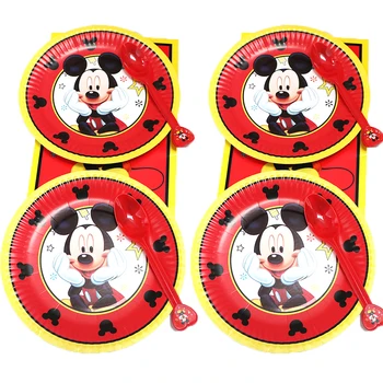 Desene animate cu Mickey Mouse pentru Copii Sărbătoare Ziua de nastere Partid Decor Placa Servetele Cupe Disney Tacamuri de unica folosinta fanion Consumabile Partid 