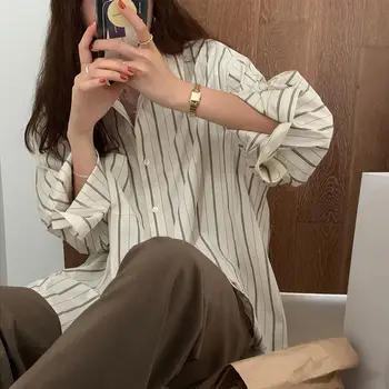 Deeptown Coreean Toamna Cu Dungi Tricou Femei Casual Bluza Cu Maneci Lungi Doamnelor 2021 Moda Butonul Up Cardigan Haine De Toamna Kpop 
