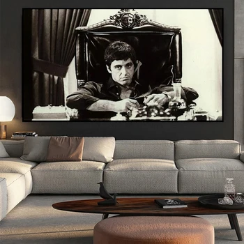 Moderne, populare în alb și negru AL PACINO în SCARFACE poster de film și pictură în ulei wall art print tablou canvas decor acasă 
