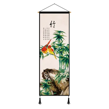 Stil Japonez Pin Plum Blossom Pădure De Bambus Retro Poster Canvas Tablou Decor De Perete Poster De Arta De Perete Poza Decor Acasă 