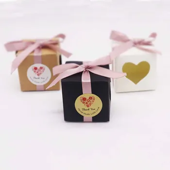 Noi dragut 5*5*5cm 10buc/lot Alb/Negru/maro culoare fereastră Fereastră în Formă de Inimă cupcake cutii prajituri nunta bomboane faovr cutie