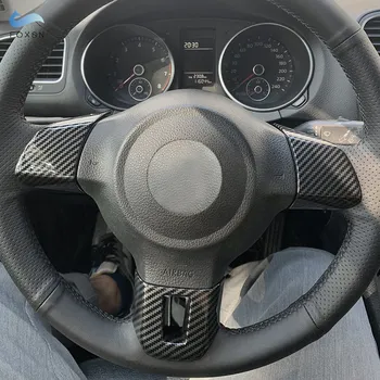 3pcs Fibra de Carbon Model Accesorii Auto Volan Capacul Panoului capitonajului Interior Pentru VW Golf 6 Jetta MK6 Bora Polo Touran Caddy 