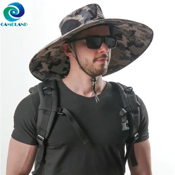 CAMOLAND Impermeabil Bucket Hat Pentru Femei Barbati 15 cm, Margine Largă Drumeții, Pescuit Pălării de Protecție UV Palarie de Soare Boonie Camuflaj Capac 