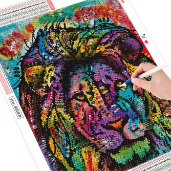 HUACAN Diamant Pictura Leu Full Pătrat Rotund Imagine De Stras Diamant Broderie Colorate de Animale Tigru Mozaic Decor Acasă