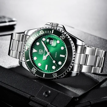 Bărbați noua ceasuri de lux business casual calendar automat impermeabil ceas din oțel inoxidabil trupa cuarț ceasuri