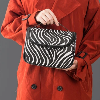 Noua moda pu sac de cosmetice, personalizate model zebra călătorie spălați sac de depozitare de mare capacitate portabil machiaj cosmetice caz 