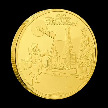 Crăciun fericit Decoratiuni Placat cu Aur de Suveniruri și Cadouri Decor Acasă Moș Crăciun Monede Comemorative de Aur Monede 