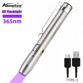 Alonefire SV55 5W Lanterna UV 365nm Ultra Violete mini Ultraviolete Inox lanterna reincarcabila Invizibil Lanterna pentru 