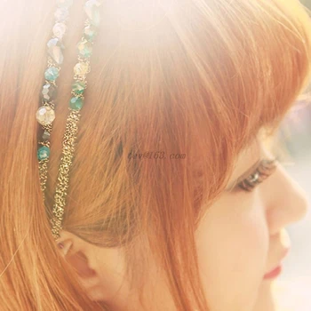 Femei Fete Coreeană Stil Lux Sclipici Stras Banda Contrast Colorate Faux Cristal Bijuterie De Păr Cerc Metalic Ornament De Par 