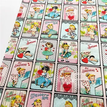100x110cm Epocă Showa Scrisoare de Dragoste Fata de Tesatura de Bumbac Pentru Copii Baby Pânză de Cusut Rochii Fusta Manual DIY Mozaic 