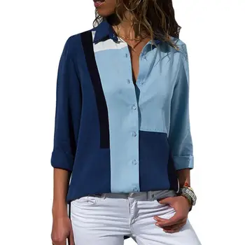 Noi de Imprimare de Moda pentru Femei Bluze cu Maneci Lungi Guler de Turn-down Bluza Șifon Cămașă Casual Top Plus Dimensiune Birou Elegant Lady Shirt 