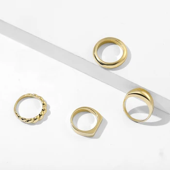 Clasic de Inel de Nunta pentru Femei de Culoare de Aur Twist Rope Set Inele de sex Feminin Indesata Gros Geometrică Cerc Minimalist Inel 2021 Noi 