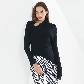VGH Black Tricotate Asimetric Gol Afară Pulover Pentru Femei Mâneci Lungi Sexy Slim Fit Pulovere Femei 2021 Toamna de Moda Noua 