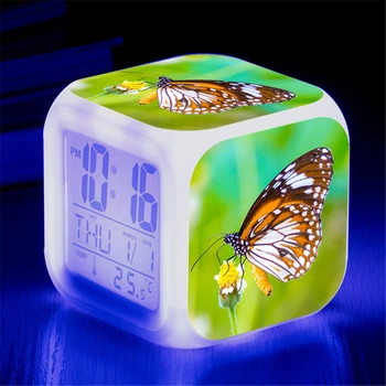 Kawaii Fluture Led-Uri Ceasuri De Alarmă Fluturi Colorate Saat Despertador Ceas Digital Figura Stralucitoare Jucarii Copii Decor Papusa 