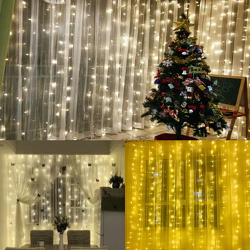 3x2M Ghirlandă cu LED-uri Perdea Cascada de Lumini Decoratiuni de Craciun pentru Casa Șir Led Lumini de Crăciun, Lumini de Crăciun de Anul Nou
