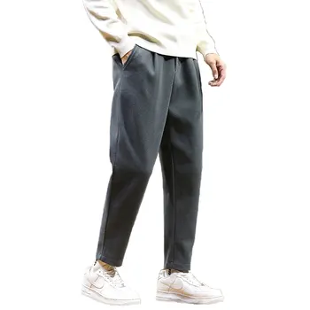 Bărbați Pânză de Lână Pantaloni Casual cu Picioare Mici Barbati Toamna-coreean Costum Pantaloni Drepte Streetwear Pantaloni pentru Bărbați Îmbrăcăminte 