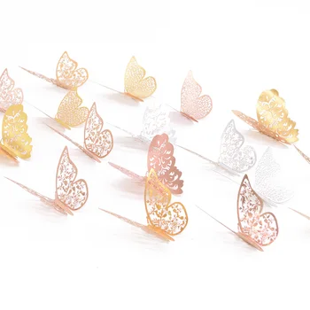 12buc/set 3D Autocolante de Perete Butterfly Gol Hârtie Autocolante Fluture Pentru Nunta, Ziua de nastere Acasa, Cameră de BRICOLAJ Deco Copil de Dus Supplie 