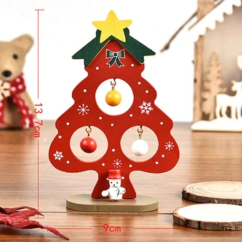 Decoratiuni de craciun din Lemn de Brad de Crăciun Creative Scena Layout Ornamente tridimensionale Roșu Xmas Masa Decor de birou 