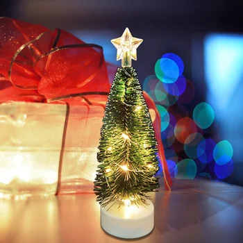 Pom De Crăciun Artificial Planta Mini Led Lumini Strălucire Simulare Ornamente Pentru Pomul De Sisal Fulg De Nea Atmosfera De Acasa De Decor Elemente De Recuzită 