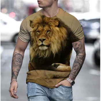 Cele mai recente leu de imprimare 3D de animale se răcească și amuzant T-shirt pentru bărbați cu mânecă scurtă de vară top T-shirt pentru bărbați fashion casual 