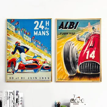 Vintage Le Mans De 24 De Ore Poster Auto Masina De Curse Panza Pictura Arta De Perete Masina Sport Imagini De Amprente Pentru Living Decor Acasă 